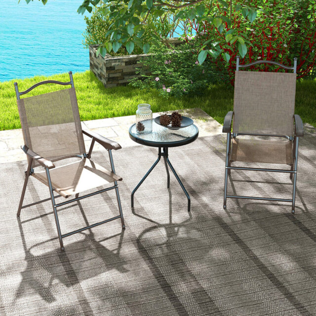 Outsunny Set of 2 Mixed Brown Folding Garden Chair - Wilko - image 1