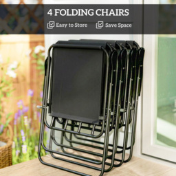 Outsunny 4 Seater Round Garden Dining Set with Parasol Black - Wilko - thumbnail 6