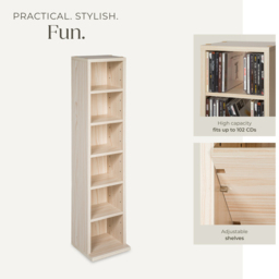tectake Juliane 6 Shelf Beech CD Shelf - Size: 90 x 21 x 20cm - Brown - Wilko - thumbnail 7
