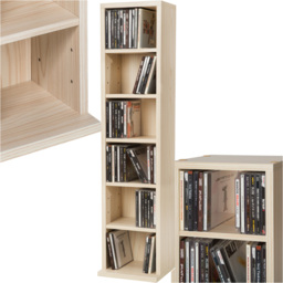 tectake Juliane 6 Shelf Beech CD Shelf - Size: 90 x 21 x 20cm - Brown - Wilko - thumbnail 3