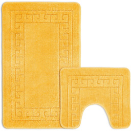 Velosso Greek Key Ochre Bath Mat Set - Yellow - Wilko - thumbnail 1