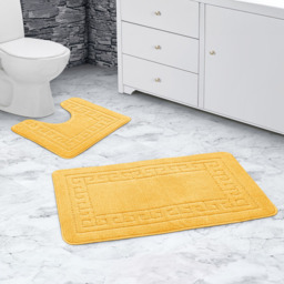 Velosso Greek Key Ochre Bath Mat Set - Yellow - Wilko - thumbnail 3