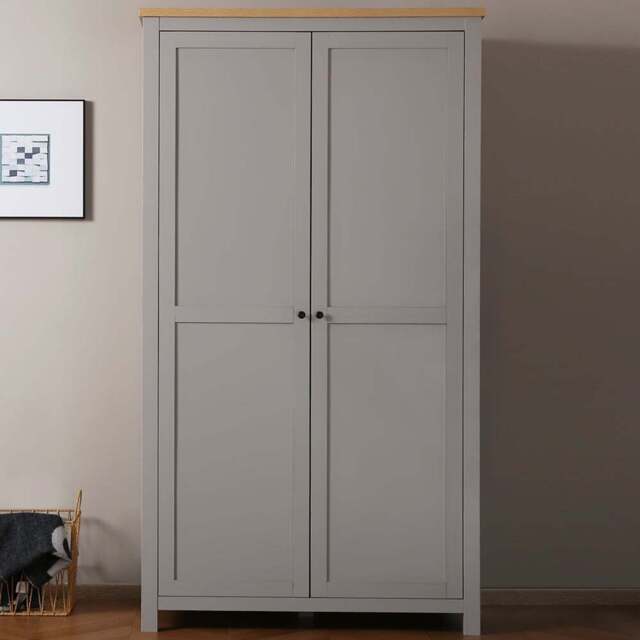 Wiltshire Double Door Grey Wardrobe - Size: 2 Door - Home Garden Direct - Wilko - image 1