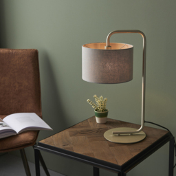Merano Carrara Slate Grey Fabric Shade Satin Champagne Table Lamp - Size: 23 x 29 x 50cm - Wilko - thumbnail 5