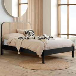 Birlea Margot King Size Black Bed with Rattan Headboard - Wilko