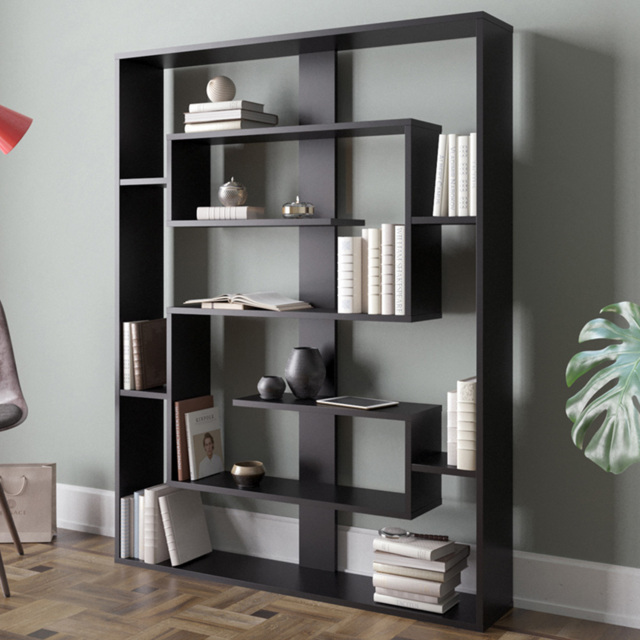 Decorotika Esteban 10 Shelf Black Geometric Bookcase - Size: 156 x 120 x 22cm - Wilko - image 1