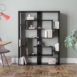 Decorotika Esteban 10 Shelf Black Geometric Bookcase - Size: 156 x 120 x 22cm - Wilko - thumbnail 4