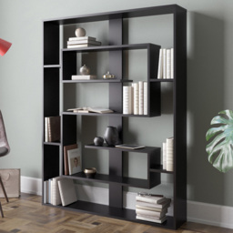 Decorotika Esteban 10 Shelf Black Geometric Bookcase - Size: 156 x 120 x 22cm - Wilko - thumbnail 1