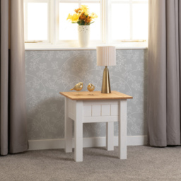 Seconique Panama White and Natural Wax Lamp Table - Size: 50 x 50 x 52cm - Wilko - thumbnail 6