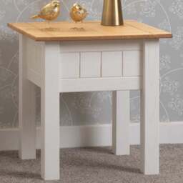 Seconique Panama White and Natural Wax Lamp Table - Size: 50 x 50 x 52cm - Wilko