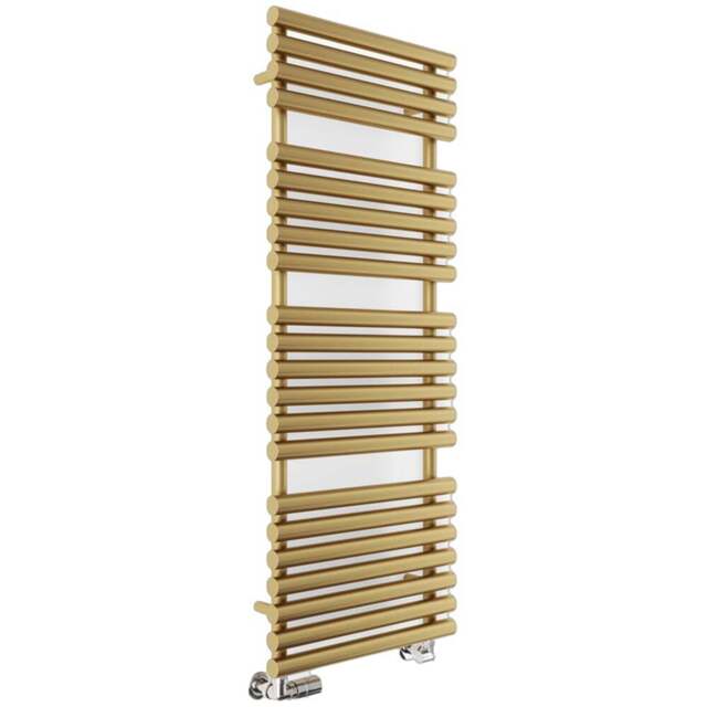 Terma Rolo Towel 2629BTU Brass Heated Towel Rail 1360 x 520mm - Size: 136 x 52 x 12.7cm - Gold - Wilko - image 1