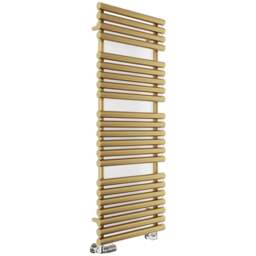 Terma Rolo Towel 2629BTU Brass Heated Towel Rail 1360 x 520mm - Size: 136 x 52 x 12.7cm - Gold - Wilko - thumbnail 1