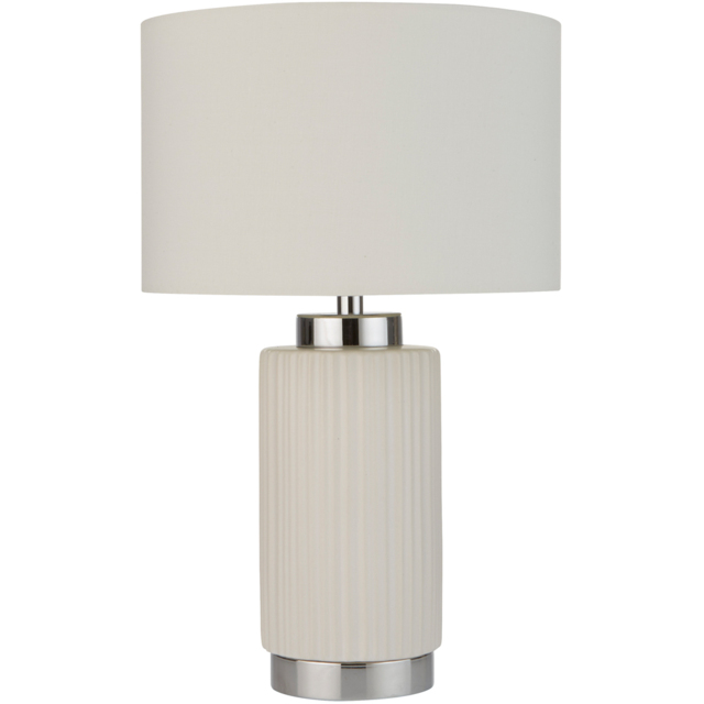 Lighting Collection Ceramic and Chrome Table Lamp - Size: 40 x 25 x 25cm - White - Wilko - image 1