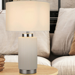 Lighting Collection Ceramic and Chrome Table Lamp - Size: 40 x 25 x 25cm - White - Wilko - thumbnail 3