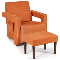 Costway Orange Padded Accent Chair with Footstool - Size: Single - Wilko - thumbnail 4