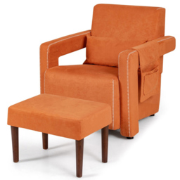 Costway Orange Padded Accent Chair with Footstool - Size: Single - Wilko - thumbnail 3
