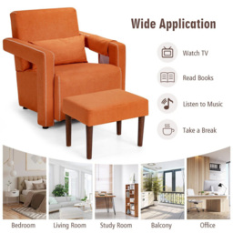 Costway Orange Padded Accent Chair with Footstool - Size: Single - Wilko - thumbnail 6