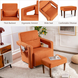 Costway Orange Padded Accent Chair with Footstool - Size: Single - Wilko - thumbnail 7
