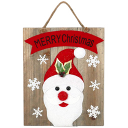 Shatchi Warm White LED Santa Wooden Wall Frame - Red - Wilko - thumbnail 1