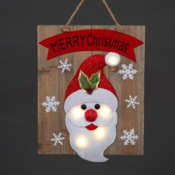Shatchi Warm White LED Santa Wooden Wall Frame - Red - Wilko - thumbnail 3