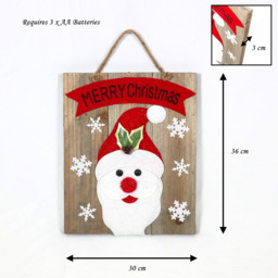 Shatchi Warm White LED Santa Wooden Wall Frame - Red - Wilko - thumbnail 5