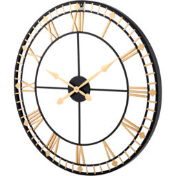 Pacific Lifestyle Antique Bronze and Black Metal Round Workframe Wall Clock with Roman Numerals 80cm - Size: 80 x 80 x 5cm - Gold - Wilko - thumbnail 4
