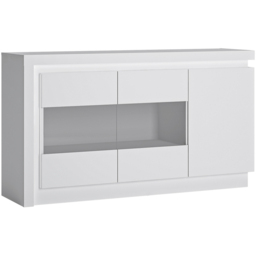 Lyon 3 Door White High Gloss Glazed LED Sideboard - Size: 42 x 157.7 x 89.1cm - Multi - Furniture to Go - Wilko - thumbnail 3