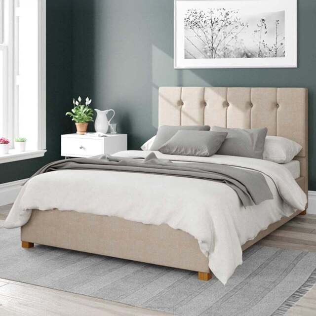 Aspire Hepburn Double Cream Malham Weave Ottoman Bed - Aspire Beds - Wilko - image 1