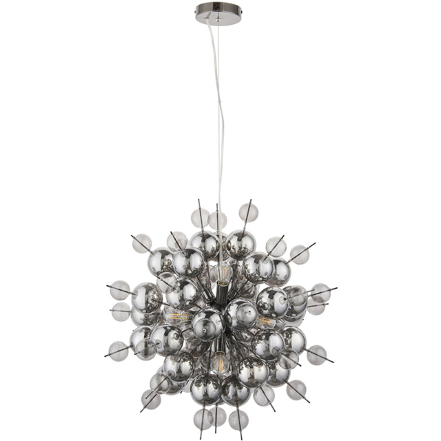 Merano Pavia Tinted Glass Black 9 Light Ceiling Pendant - Size: 63 x 63 x 120cm - Wilko - image 1