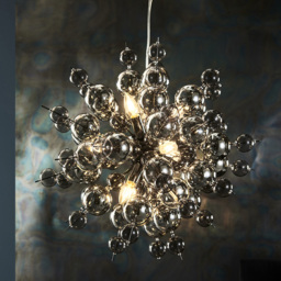 Merano Pavia Tinted Glass Black 9 Light Ceiling Pendant - Size: 63 x 63 x 120cm - Wilko - thumbnail 3