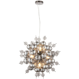 Merano Pavia Tinted Glass Black 9 Light Ceiling Pendant - Size: 63 x 63 x 120cm - Wilko - thumbnail 4