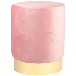 Harbour Housewares Pink Velvet Round Pouffe - Size: 30 x 38 x 30cm - Wilko - thumbnail 3