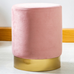 Harbour Housewares Pink Velvet Round Pouffe - Size: 30 x 38 x 30cm - Wilko