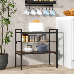 Costway 3 Shelf Rustic Brown Side Table with Removable Mesh - Size: 72 x 43 x 12cm - Wilko - thumbnail 5