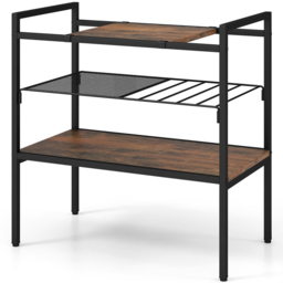 Costway 3 Shelf Rustic Brown Side Table with Removable Mesh - Size: 72 x 43 x 12cm - Wilko - thumbnail 3