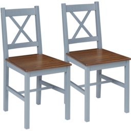 Portland Set of 2 Grey Pine Wood Dining Chair - Wilko - thumbnail 3