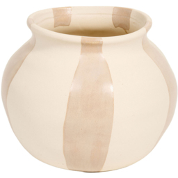 Margot Striped Stone Planter Neutral - Wilko