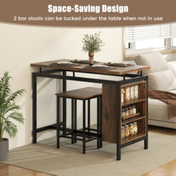 Costway 2 Seater Dining Set with Shelf Coffee - Brown - Wilko - thumbnail 6