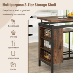 Costway 2 Seater Dining Set with Shelf Coffee - Brown - Wilko - thumbnail 7
