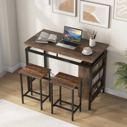 Costway 2 Seater Dining Set with Shelf Coffee - Brown - Wilko - thumbnail 4