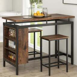 Costway 2 Seater Dining Set with Shelf Coffee - Brown - Wilko - thumbnail 1