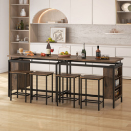 Costway 2 Seater Dining Set with Shelf Coffee - Brown - Wilko - thumbnail 5