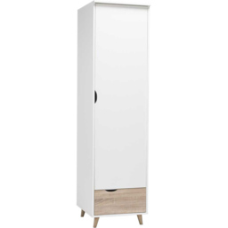 Stockholm Single Door Single Drawer Oak and White Wardrobe - Size: Single Door, Single Drawer - Multi - LPD Home - Wilko - thumbnail 4