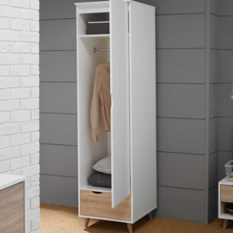 Stockholm Single Door Single Drawer Oak and White Wardrobe - Size: Single Door, Single Drawer - Multi - LPD Home - Wilko - thumbnail 5