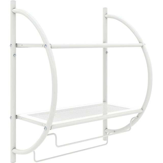 Costway 2 Shelf White Wall Mounted Bathroom Unit with Towel Holder - Size: 57 x 28 x 6cm - Wilko - image 1