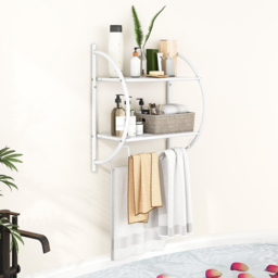 Costway 2 Shelf White Wall Mounted Bathroom Unit with Towel Holder - Size: 57 x 28 x 6cm - Wilko - thumbnail 4