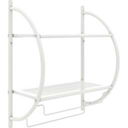 Costway 2 Shelf White Wall Mounted Bathroom Unit with Towel Holder - Size: 57 x 28 x 6cm - Wilko