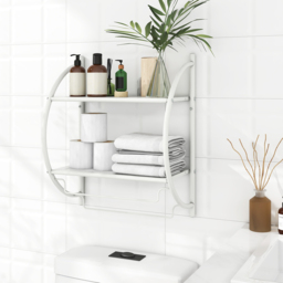 Costway 2 Shelf White Wall Mounted Bathroom Unit with Towel Holder - Size: 57 x 28 x 6cm - Wilko - thumbnail 3