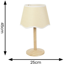 ValueLights Triston Scallop White Edge Shade Natural Light Wood Stem LED Table Lamp - Cream - Wilko - thumbnail 7