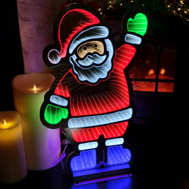 Samuel Alexander Multi Coloured LED Infinity Standing Santa Christmas Decoration 56cm - Size: 56 x 39 x 10cm - Wilko - image 1